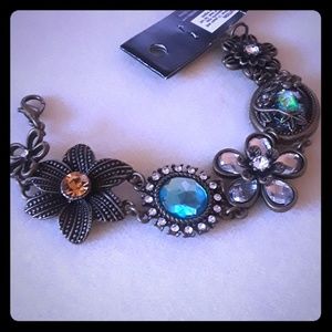 Antique brass flower bracelet